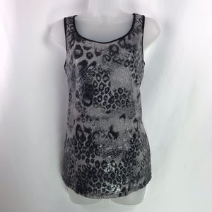 Style & Co Black Sequined Animal Print Tank